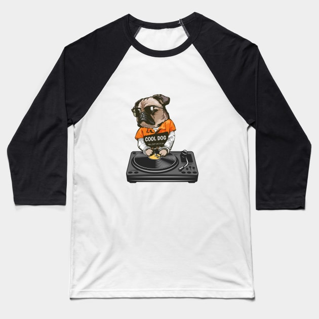 dj prisoner pug dog Baseball T-Shirt by Fresh aus